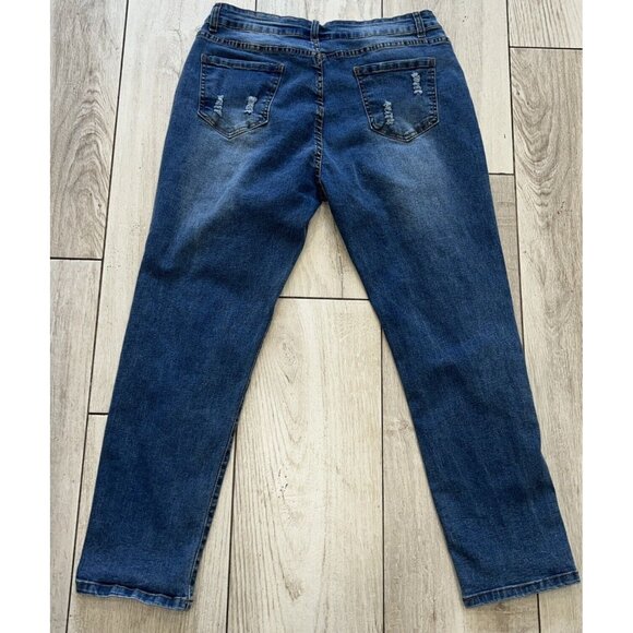 Jeans Jeans Women's Jeans XL 35x28 Ripped Blue Stretch Pink Hearts Super Cute - Picture 5 of 5